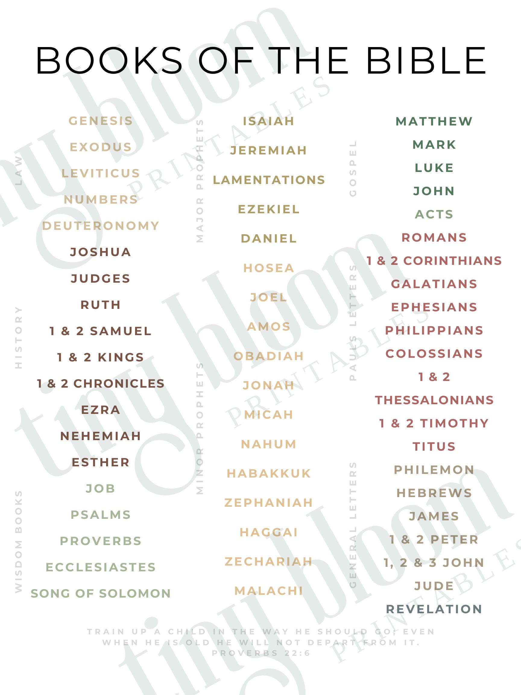 Books of the Bible Poster | Digital Download | Christian Kids Wall Art ...