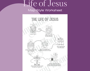 Life of Jesus Worksheet | Christian Kids Coloring Activity | Bible Printable