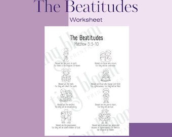 Beatitudes Worksheet | Christian Kids Coloring & Learning Activity
