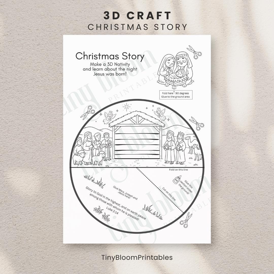 Nativity 3D Craft for Kids | Bible Story Christmas Printable ...