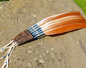 Schamanischer Federfächer/Räucherfächer in Rotbraun, Geschenk für dich selbst oder Freunde/Verwandte