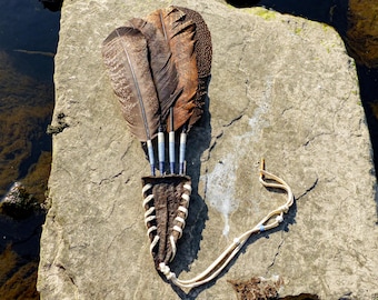 Schamanischer Federfächer/Räucherfächer mit eisblauer Wicklung, Geschenk für dich selbst oder Freunde/Verwandte