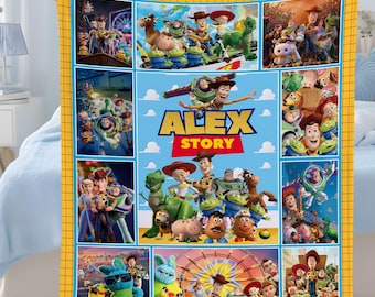 Personalized Toystory Blanket, Custom Name Colorful Kids