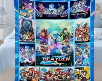 Personalized Beyblade X Kids Blanket, Custom Name Anime Throw Blanket