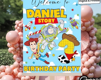 Personalized Disney Toy Story Welcome Sign, Custom 3rd Cowboy Birthday Poster