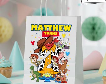 Personalized Toy Story Paper Gift Bag, Colorful Kids Party Favor Bag
