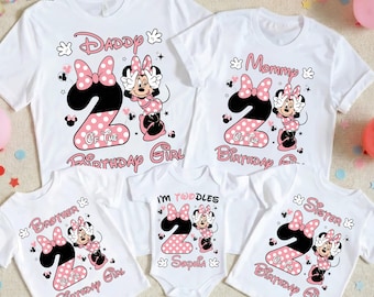 Personalized Minnie Mouse Birthday Family Shirts, Pink Disney Matching Outfit