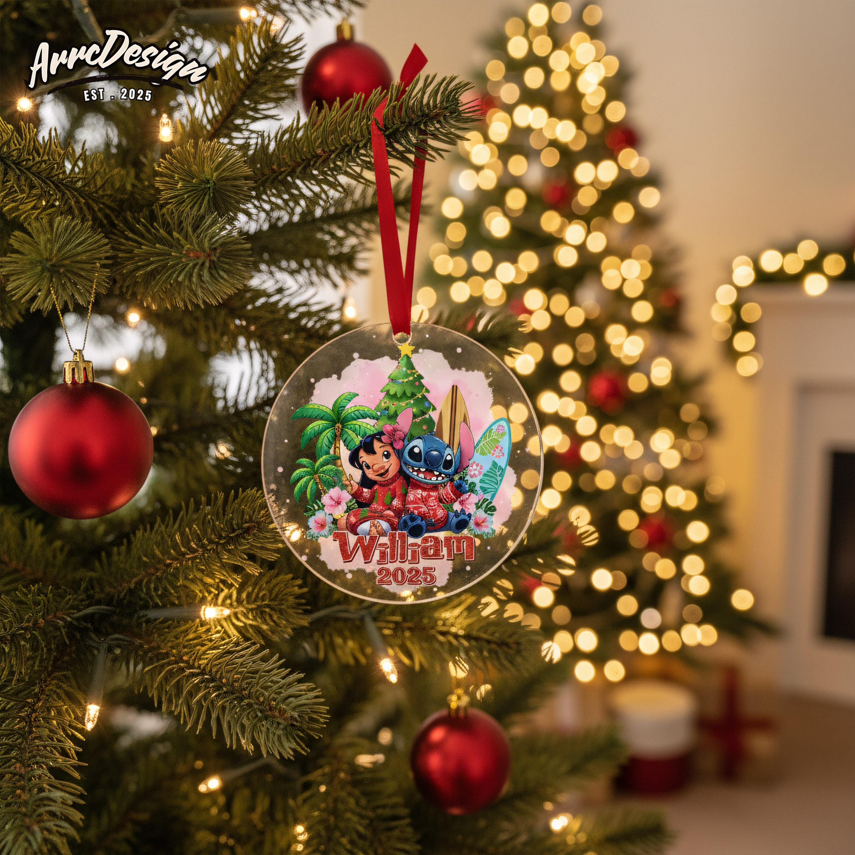 Discover Lilo and Stitch Personalized Christmas Ornament: Custom Acrylic 2025 Holiday Keepsake