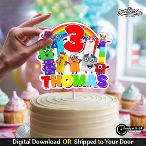 Personalized Numberblocks Cake Topper, Custom Name Cake Decoration, Numberblocks Decorations for Kids, Party Rainbow Blocks Theme