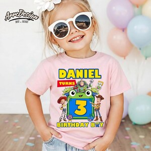 Personalized Toy Story 5 Birthday Shirt, Custom Cowboy Space Party Tee image 2