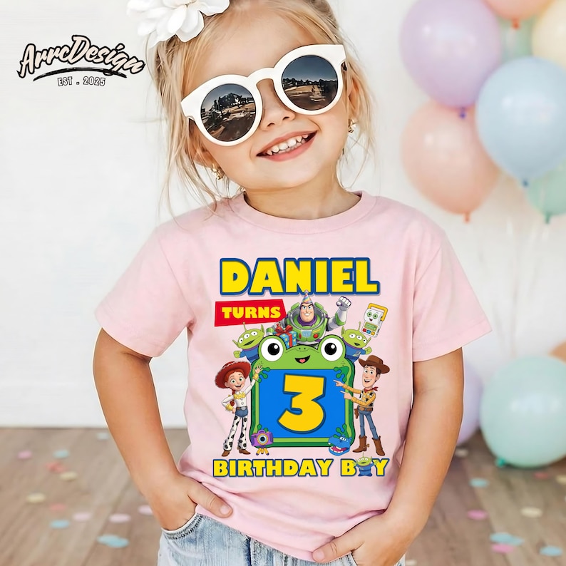 Personalized Toy Story 5 Birthday Shirt, Custom Cowboy Space Party Tee image 2