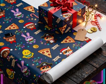 Personalized Five Nights at Freddy's Christmas Wrapping Paper, Custom Name and Year Gamer Gift Wrap for Boys