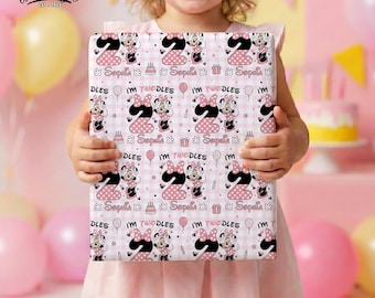 Personalized Minnie Mouse Birthday Wrapping Paper, Pink Oh Twodles Party Gift Wrap