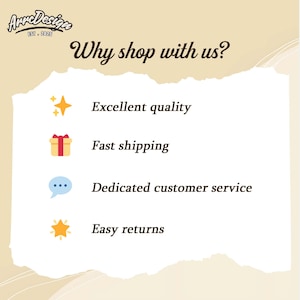 K&ouml;nnte beinhalten: Grafik mit dem Text "Why shop with us?" und dem ArreDesign-Logo. Das Bild listet "Ausgezeichnete Qualit&auml;t", "Schneller Versand", "Engagierter Kundenservice" und "Einfache R&uuml;ckgabe" mit entsprechenden Symbolen auf.