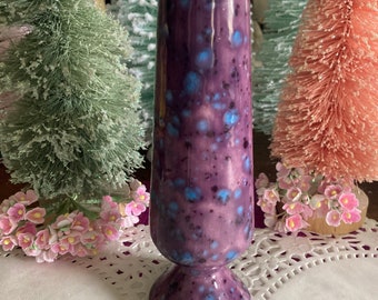 Vase MCM Purple Blue Dots Pink Vintage Handmade Glazed Bud Vase Flower Vase