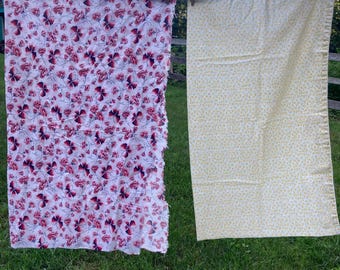 Vintage Flour Sacks Floral Print Mundis Mills York PA 1960s Ditsy Floral Yellow Green Butterflies Plum Red Pink 100% Cotton Fabric NOS