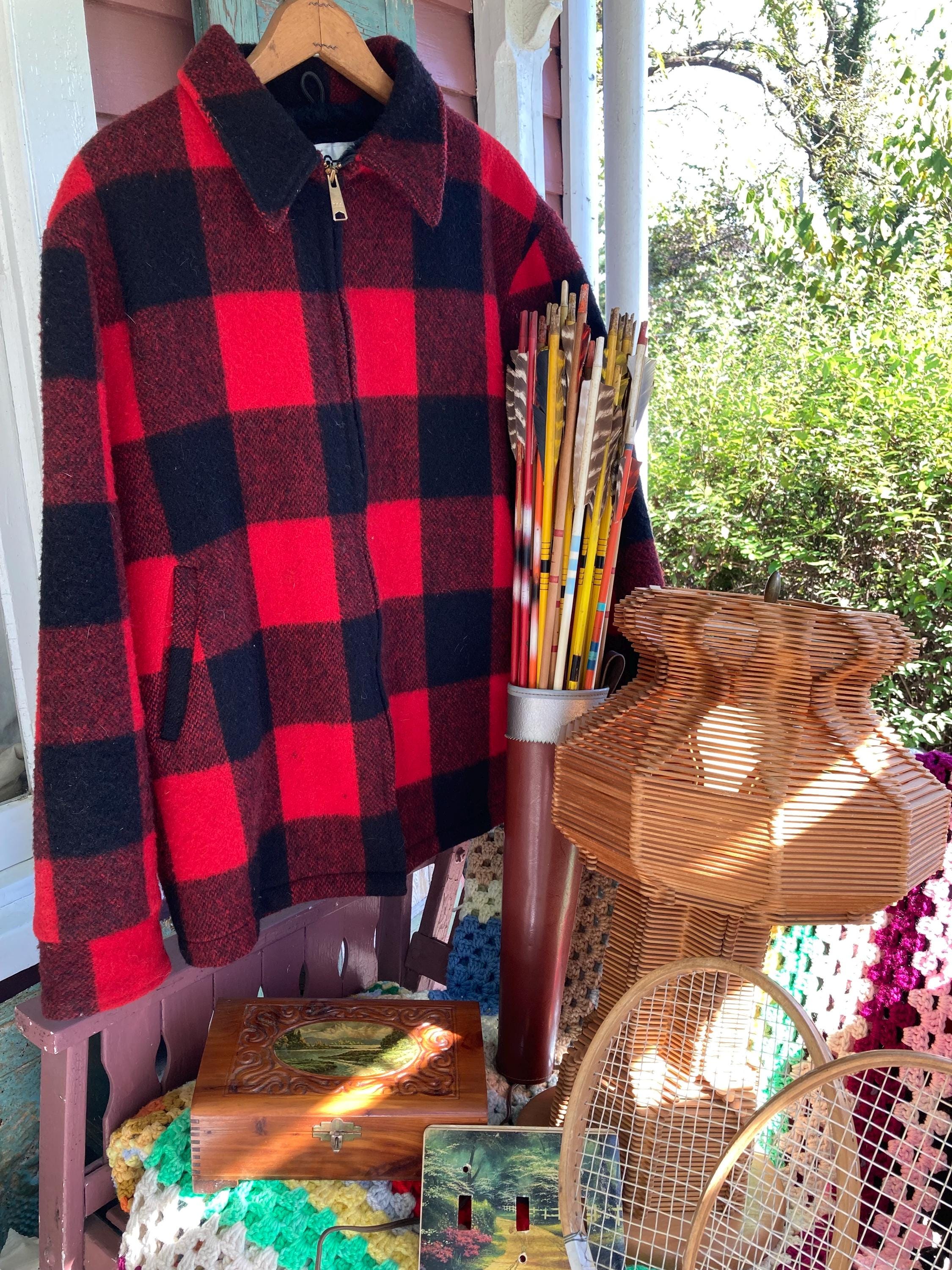 Vintage Woolrich Wool Buffalo Plaid Jacket Zip up Shirt Button up