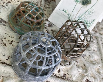 Vintage Flower Frog Cage Style 2.5”+ Metal Silver Green You Choose Flower Holder Floral Arrangements