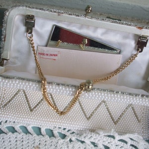 Evening Bag White and Silver 1950s image 1