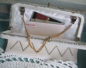 Evening Bag White and Silver 1950s