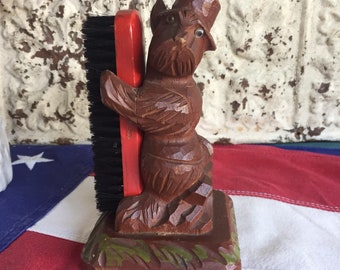 Scotty Dog Top Hat Wood Clothing Brush Grooming 1930s Fathers Day