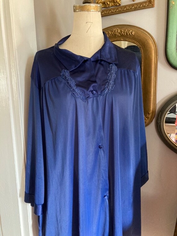 Lingerie Robe Vanity Fair Navy Blue Sleepwear 197… - image 2