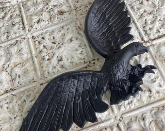 Vintage Wall Art Black Eagle 25” Wingspan Colonial Motif America 250 Lightweight Plastic Ross Mold Hampden MA USA Semiquincentennial