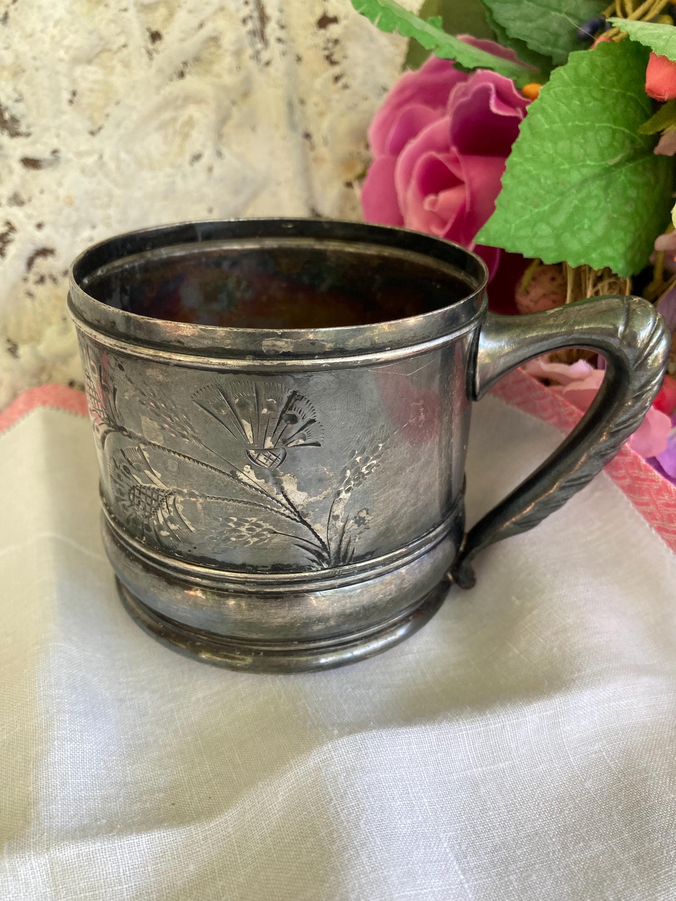 silver 銀杯 Antique Mug Silver Plated Eureka Silver Co Quadruple Plate 156