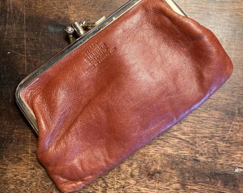 Vintage Coin Card Purse Tilley Bighorn Sheepskin Made in Canada Double Kiss Lock