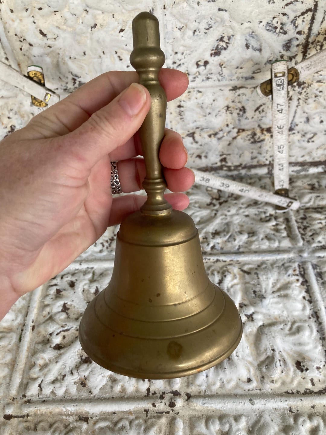 Antique Brass School Bell 1930s America250 Semiquincentennial Decor ...