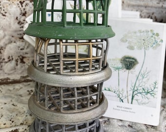Vintage Flower Frog Cage Style Metal 3 3/8”  Silver Green You Choose Flower Holder Floral Arrangement Spring Flowers