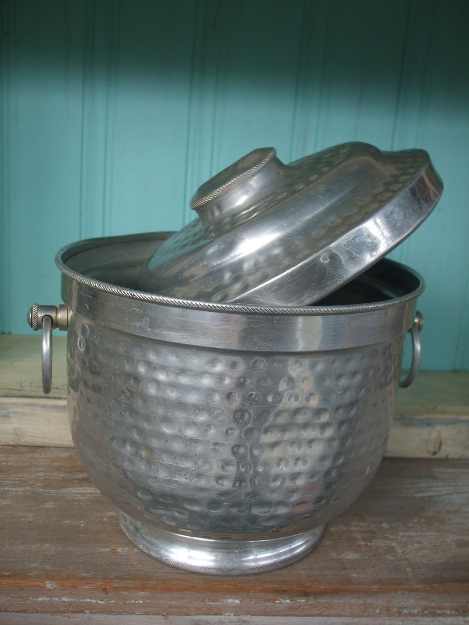 Hammered Aluminum Ice Bucket Made in Italy Barware SALE Etsy