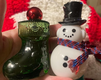 Vintage Christmas Decor Dapper Snowman Bottle Christmas Surprise Sweet Honesty Cologne Moonwind Cologne Avon Collectable Perfume Bottles