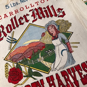 Papier do worków na mąkę Carrollton Roller Mills Maryland Golden Harvest Flour 5 funtów Abner L. Devilbiss Prop. Union Bridge MD Reklama