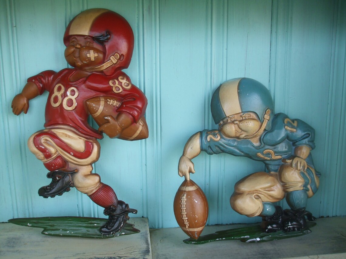 Football Players Receiver and Place Kick Holder Red Blue Wall Etsy