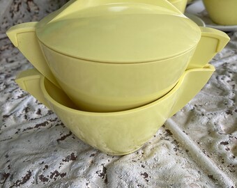 Tazas y platillos vintage Melmac Mallo-Ware de Mallory Juego de jarro para crema y azúcar Azucarero 40 Jarro para crema 42
