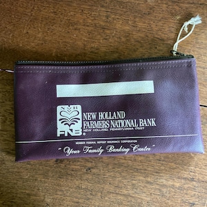 Borsa porta soldi vintage New Holland Farmers National Bank Borsa New Holland PA Bank Busta con cerniera Porta soldi Memorabilia bancaria