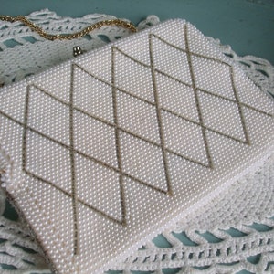 Evening Bag White and Silver 1950s image 4