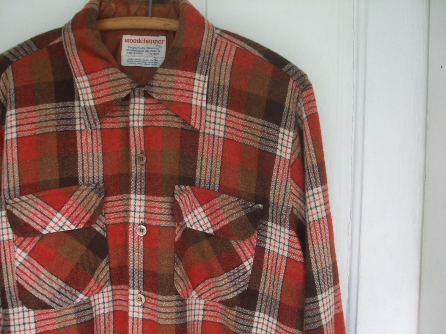 Plaid Shirt Men's Lumberjack Autumn Rust Brown White Plaid Etsy