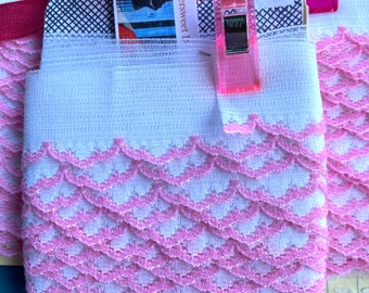Vintage Lace Trim Pink White Trimming Sewing Junk Journals Ruffles 5 Yards