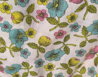 Vintage-Bettbezug für Einzelbetten: Dekor mit Mohnblumen in Rosa, Türkis und Limettengrün