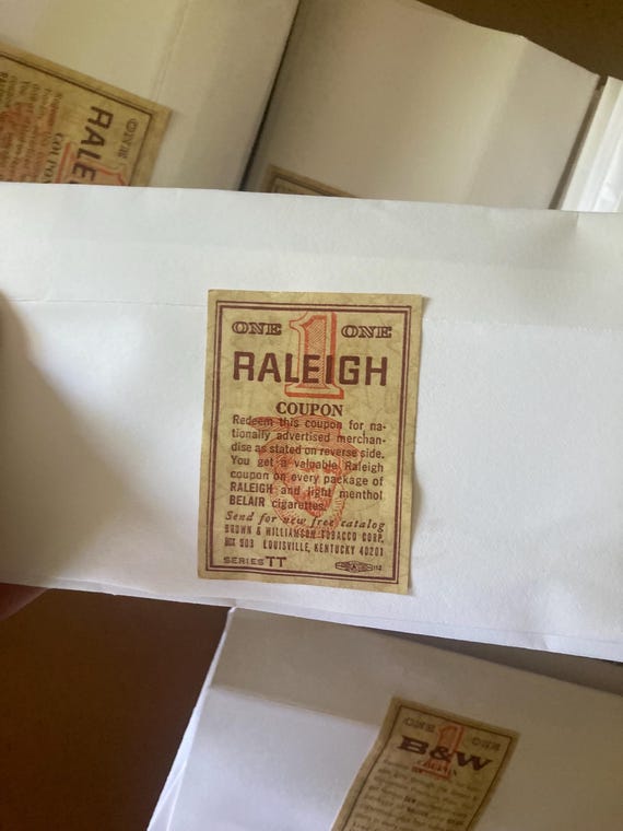 Vintage Ephemera 100 Raleigh Coupons Brown and Williamson Premium Cigarette  Coupons Cash Value 3/4 of 1 Cent Junk Journal Supply Collage