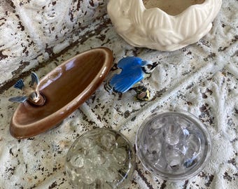 Flower Frogs Vintage Clear Glass 2.5”+ You Choose 6/7 Hole Flower Holder Floral Arrangement Vanity Pen Organizer Gifts for Gardeners