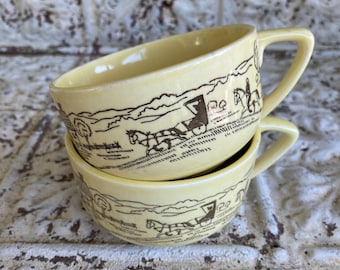 Vintage Bucks County Royal China Flat Cups Set of 2 Colonial Revival America250 Semiquincentennial