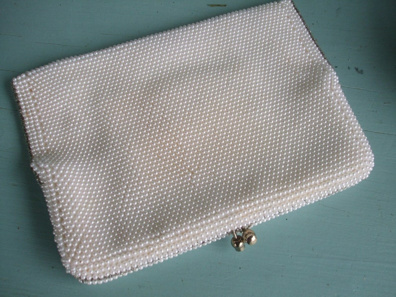 Evening Bag White and Silver 1950s image 5