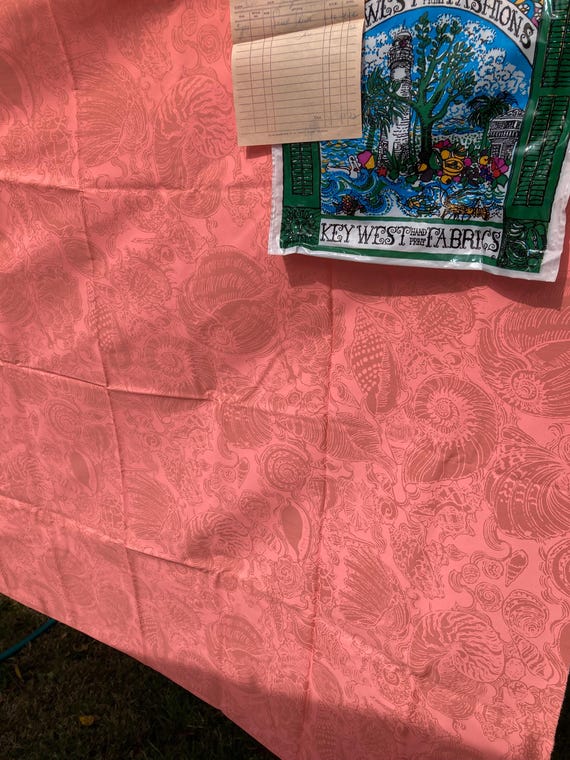 Vintage Lilly Pulitzer Fabric Spiral Shells by Zuzek Key West Handprint Fabrics Inc Coral Orange 1970 3 Yards Cotton Poly Deadstock