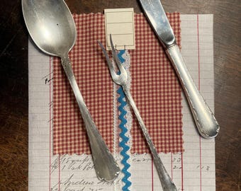 Vintage Sterling Silver Utensils Towle 1957 Petit Point Dessert Oval Soup Spoon Butter Spreader Pickle Olive Fork