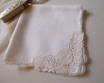 Handkerchief Lace Linen Hanky Bridal Wedding June Bride