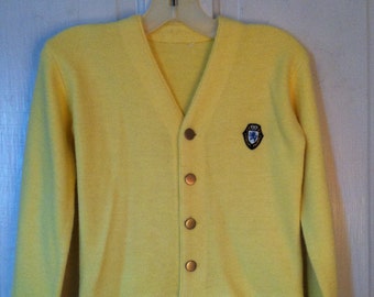 Cardigan Yellow Button Front Boy Girl Preppy Size 10/12 Childrens Youth