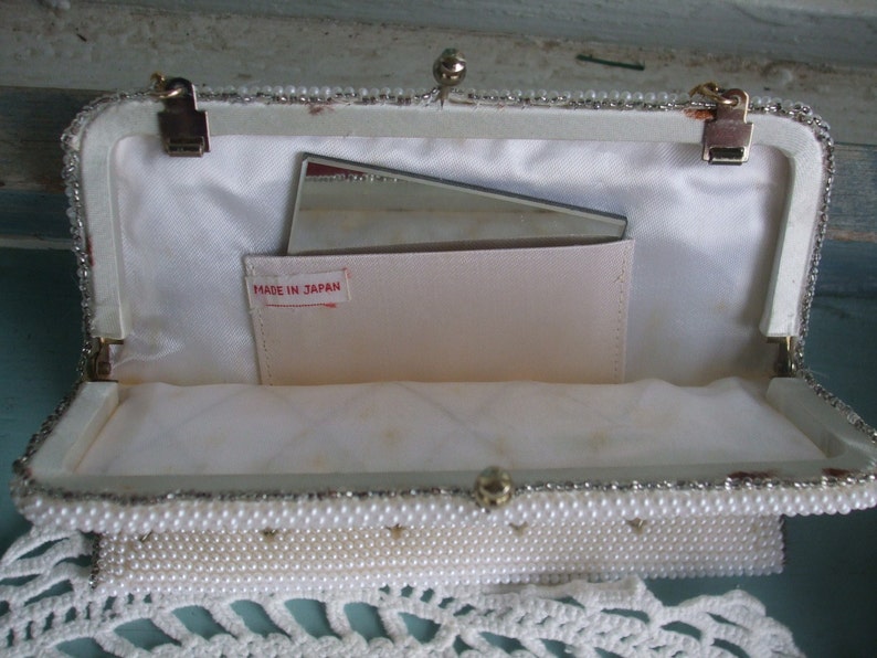 Evening Bag White and Silver 1950s image 3